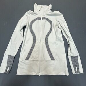 Lululemon Define Jacket Women's M White Gray Full Zip Athletic Thumbholes Fitted